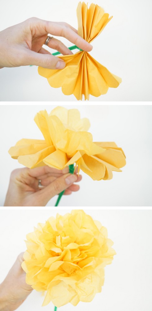 DIY Tissue Paper Marigolds.